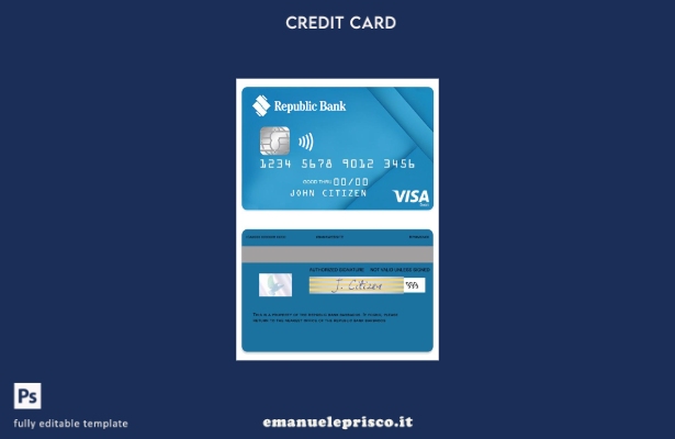 modello di carta di debito per visto bancario della Repubblica delle Barbados in